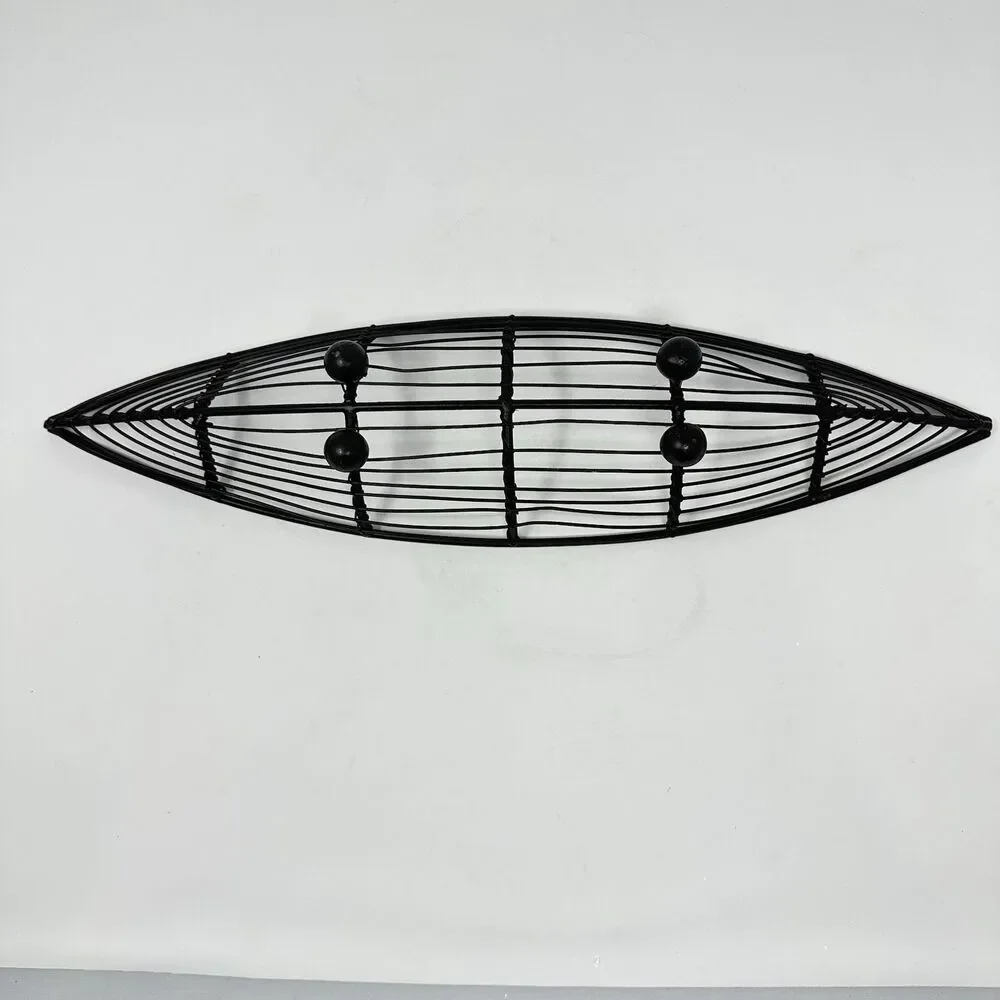 Mid-Century Modern Iron Wire Fruit Basket Canoe Shaped Centerpiece /Catch All